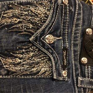Miss Me Dark Blue Jeans with Silver Embellishments